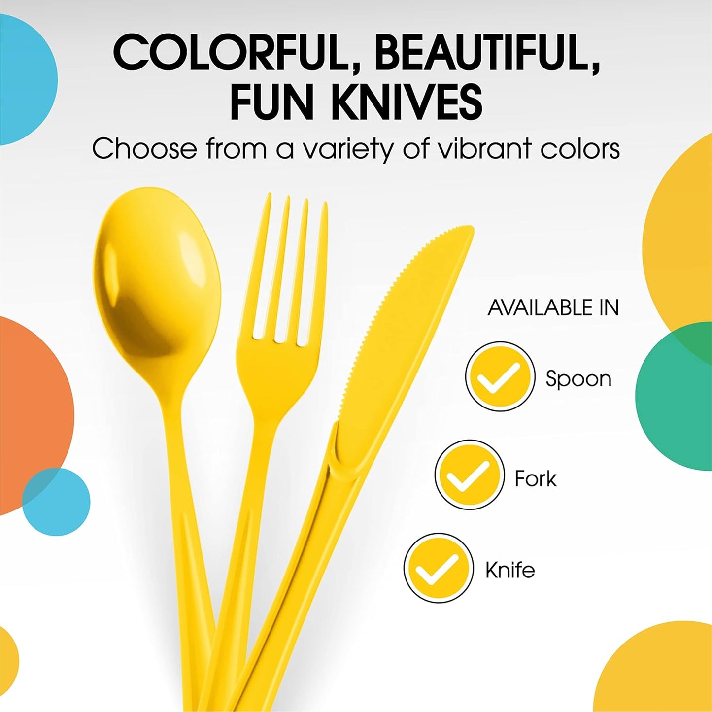 Yellow Plastic Knives 50 Pcs Yellow Knives Disposable Utensils Heavy Duty Plastic Cutlery Set Disposable Cutlery Sets Flatware Sets Silverware Set For Party Supplies & Party Tableware