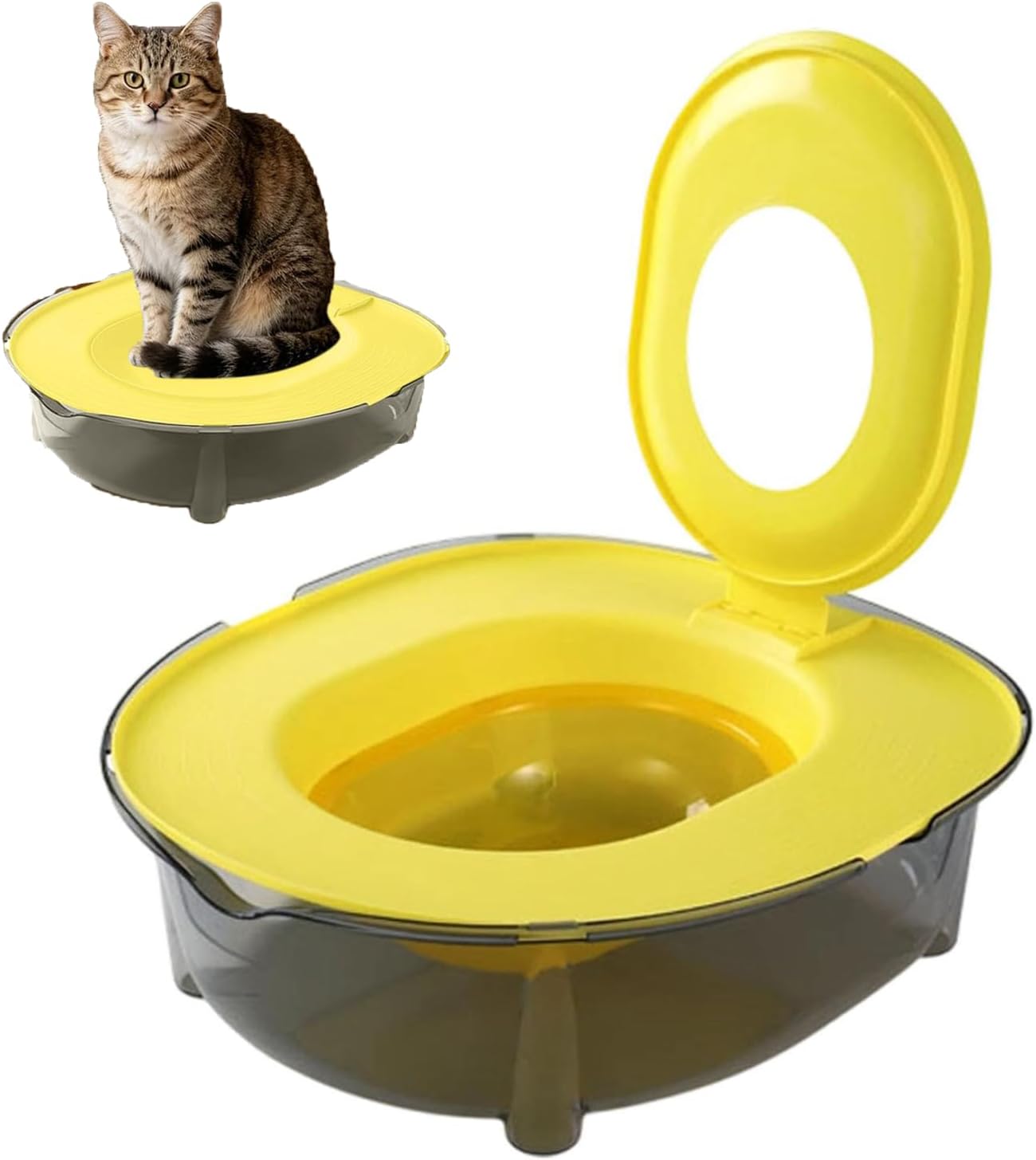 Cat Toilet Training Kit, Portable Cat Litter Box Flushable Design for Small and Medium Pets, Anti-Splash Easy Clean for Home, Apartment & Travel (Yellow)
