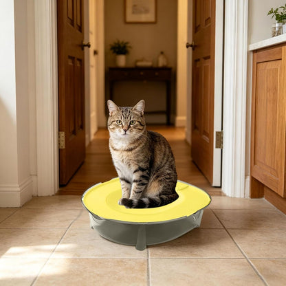 Cat Toilet Training Kit, Portable Cat Litter Box Flushable Design for Small and Medium Pets, Anti-Splash Easy Clean for Home, Apartment & Travel (Yellow)