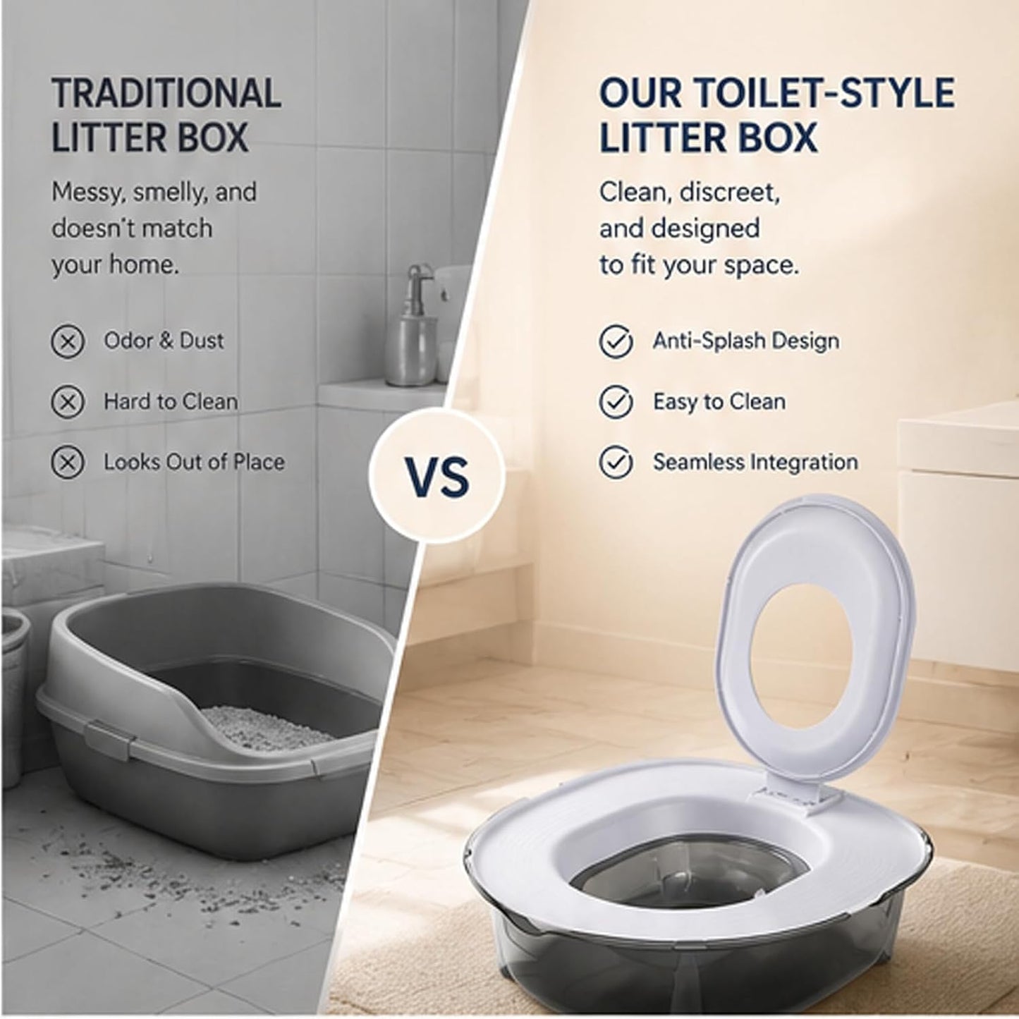 Cat Toilet Training Kit, Portable Cat Litter Box Flushable Design for Small and Medium Pets, Anti-Splash Easy Clean for Home, Apartment & Travel (Yellow)
