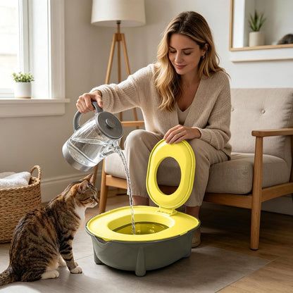 Cat Toilet Training Kit, Portable Cat Litter Box Flushable Design for Small and Medium Pets, Anti-Splash Easy Clean for Home, Apartment & Travel (Yellow)