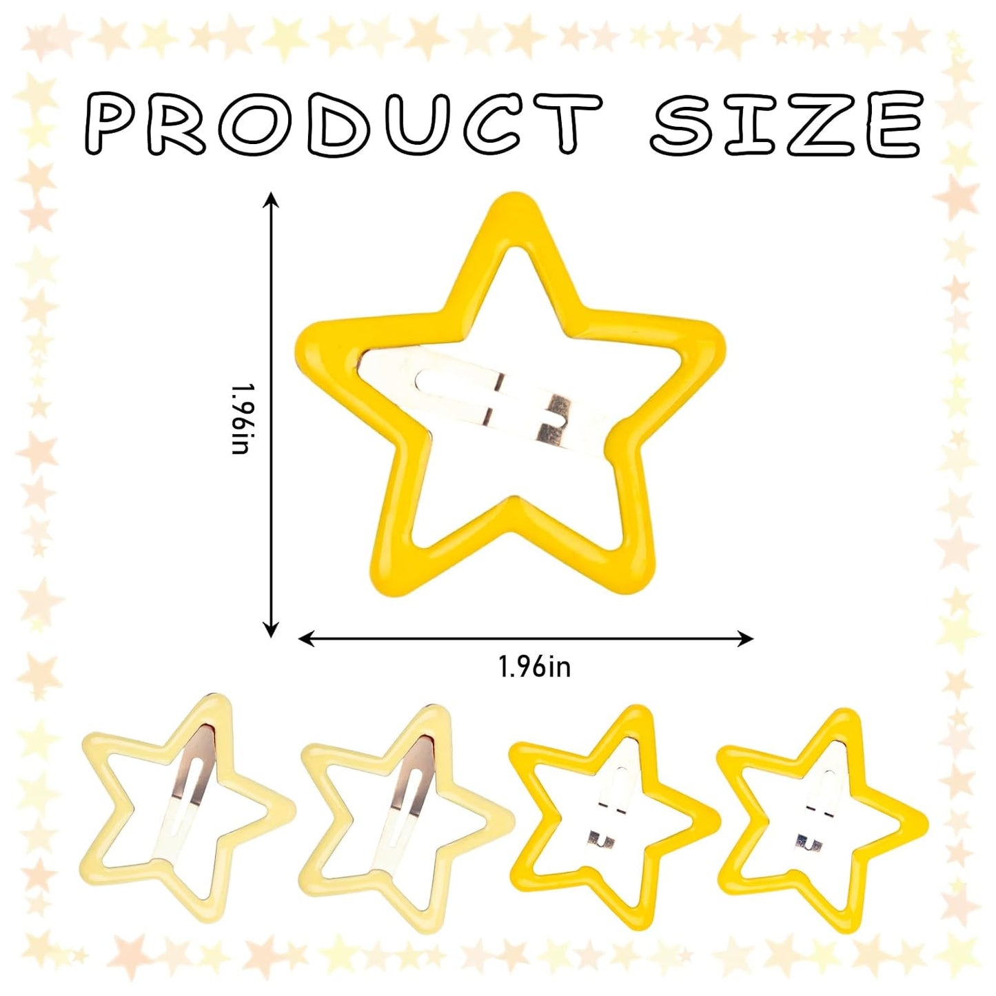 Yellow Star Hair Clips Metal Snap Hair Barrettes 1.96’’ Cute Star Hairpin Y2K Hair Accessories for Women Girls 4Pcs