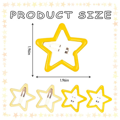 Yellow Star Hair Clips Metal Snap Hair Barrettes 1.96’’ Cute Star Hairpin Y2K Hair Accessories for Women Girls 4Pcs