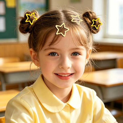 Yellow Star Hair Clips Metal Snap Hair Barrettes 1.96’’ Cute Star Hairpin Y2K Hair Accessories for Women Girls 4Pcs
