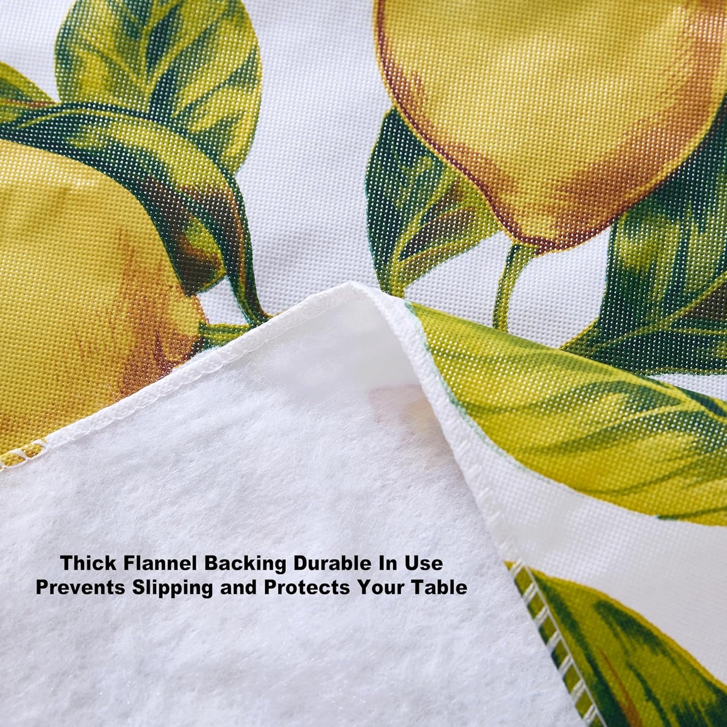Zesty Lemons Vinyl Tablecloth, 60 x 84 Inch Rectangle | Flannel Backing, French Country Lemon Vine Print, Easy Care Wipe Clean, Indoor Outdoor Table Cover