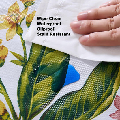 Zesty Lemons Vinyl Tablecloth, 60 x 84 Inch Rectangle | Flannel Backing, French Country Lemon Vine Print, Easy Care Wipe Clean, Indoor Outdoor Table Cover