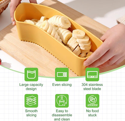 Extra Large Fruit Slicer Banana Cutter, Strawberry Slicer, Cucumber, Speed for Egg Cheese Butter Cutter Hot Dog Grape, Strawberry Cutter kitchen(Yellow)