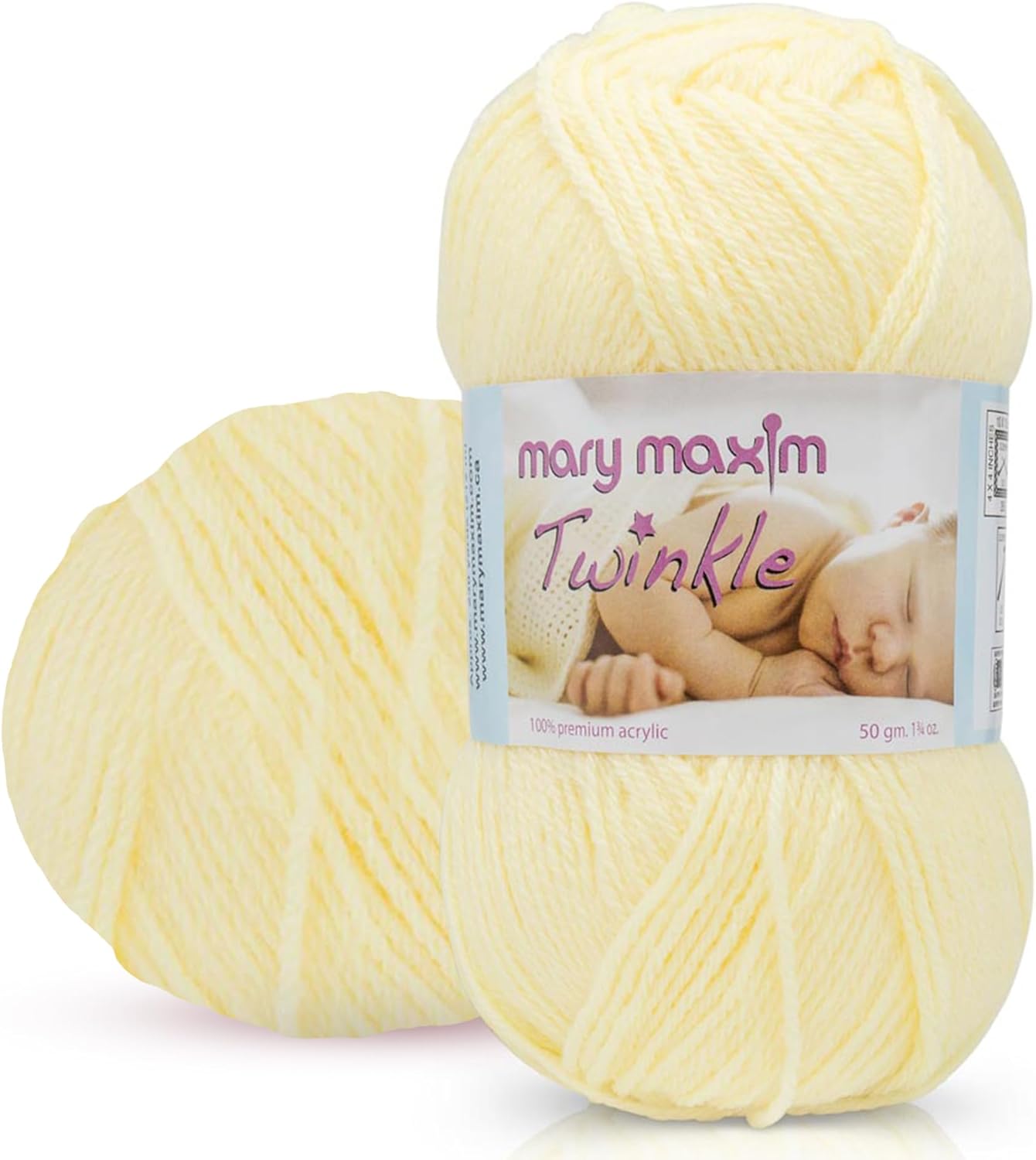 Twinkle Baby Yarn for Crocheting and Knitting, Yellow Fingering Weight Yarn for Baby Blankets and Clothing 230 Yards Per 1.75 OZ Skein - Yellow
