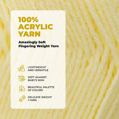 Twinkle Baby Yarn for Crocheting and Knitting, Yellow Fingering Weight Yarn for Baby Blankets and Clothing 230 Yards Per 1.75 OZ Skein - Yellow