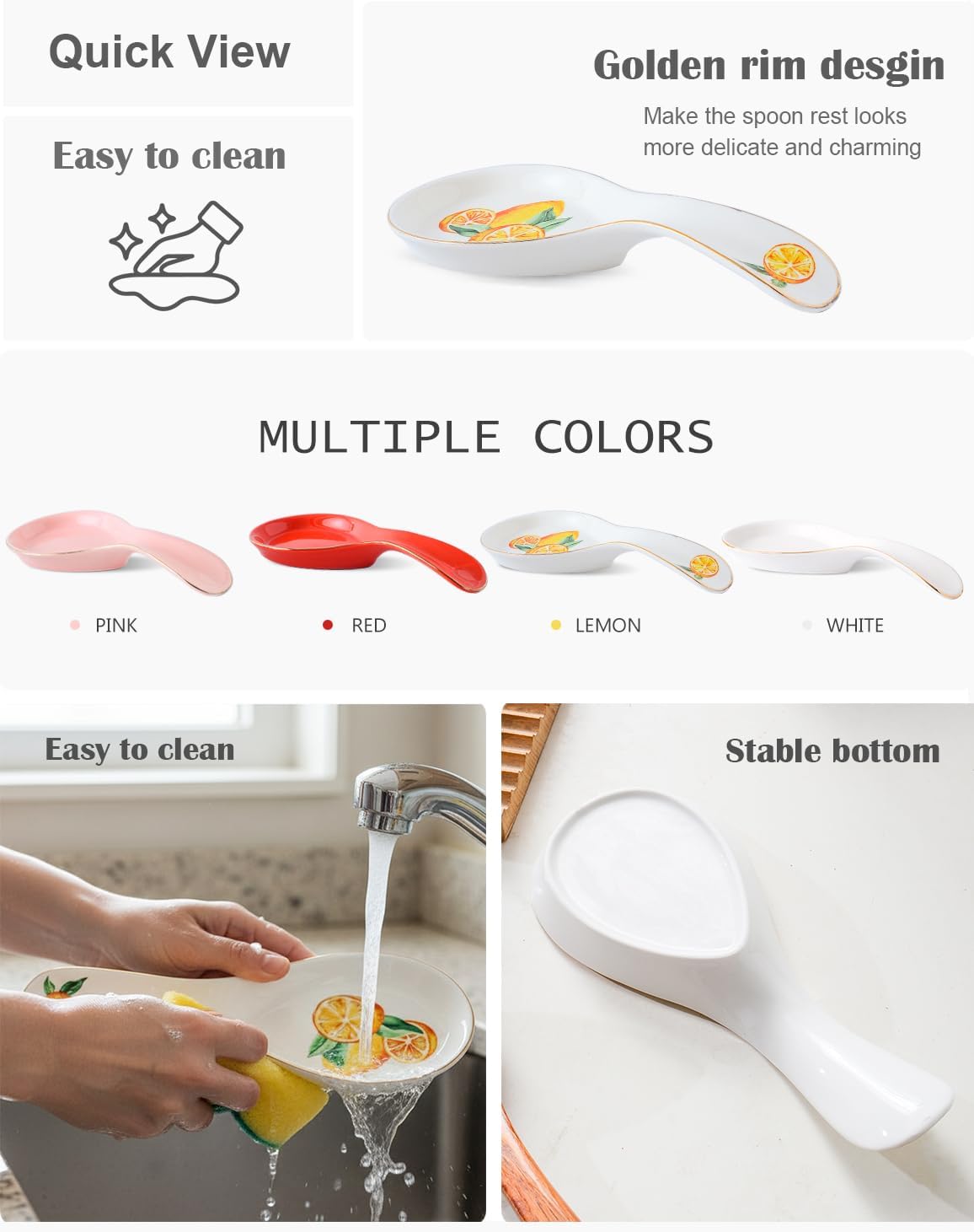 Ceramic Spoon Rest for Stove Top, Lemon Spoon Holder Utensil Rest, Cute spoon Rests for Coffee Bar Kitchen Decor Cooking Gift for Housewarming(Lemon)
