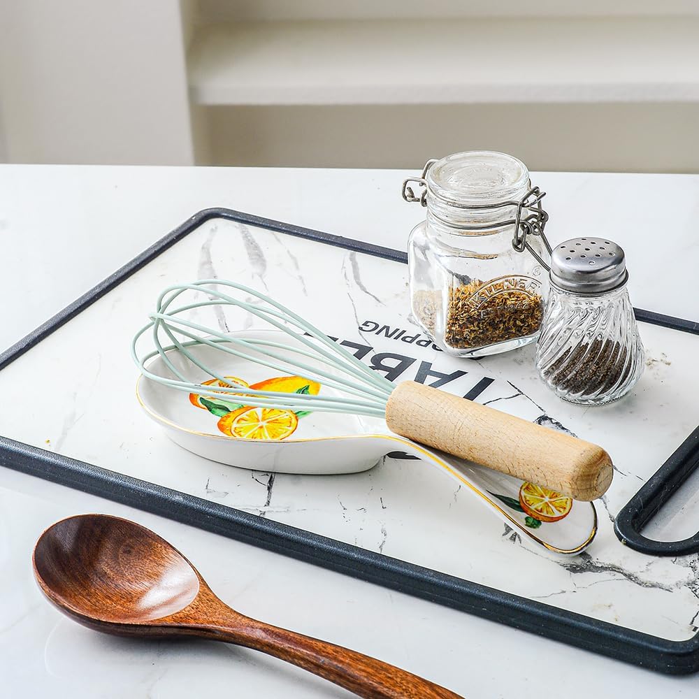 Ceramic Spoon Rest for Stove Top, Lemon Spoon Holder Utensil Rest, Cute spoon Rests for Coffee Bar Kitchen Decor Cooking Gift for Housewarming(Lemon)