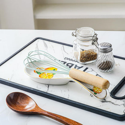 Ceramic Spoon Rest for Stove Top, Lemon Spoon Holder Utensil Rest, Cute spoon Rests for Coffee Bar Kitchen Decor Cooking Gift for Housewarming(Lemon)