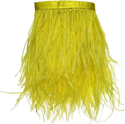 Happy feather 2 Yards 5-6inch Dyed Ostrich Feathers Trim Fringe for DIY Dress Sewing Crafts Costumes Decoration -Yellow