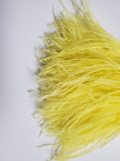 Happy feather 2 Yards 5-6inch Dyed Ostrich Feathers Trim Fringe for DIY Dress Sewing Crafts Costumes Decoration -Yellow