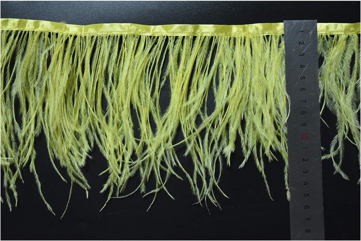 Happy feather 2 Yards 5-6inch Dyed Ostrich Feathers Trim Fringe for DIY Dress Sewing Crafts Costumes Decoration -Yellow