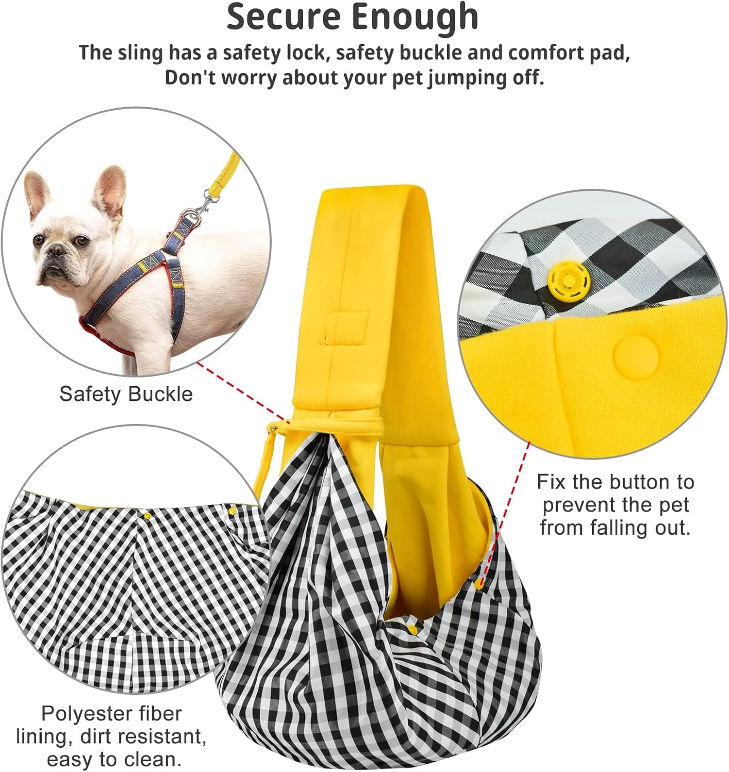Dog and Cat Sling Carrier - Hands Free Reversible Pet Papoose Bag - Soft Pouch and Tote Design - Suitable for Puppy, Small Dogs Cats Outdoor