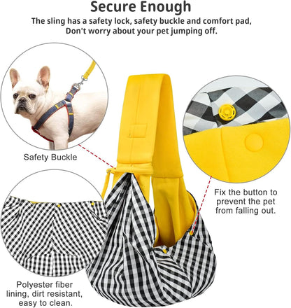 Dog and Cat Sling Carrier - Hands Free Reversible Pet Papoose Bag - Soft Pouch and Tote Design - Suitable for Puppy, Small Dogs Cats Outdoor