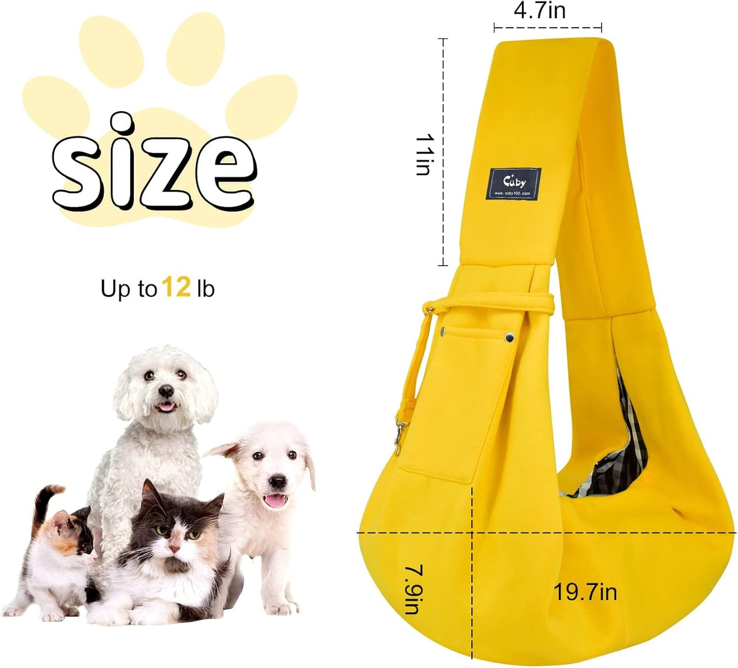Dog and Cat Sling Carrier - Hands Free Reversible Pet Papoose Bag - Soft Pouch and Tote Design - Suitable for Puppy, Small Dogs Cats Outdoor