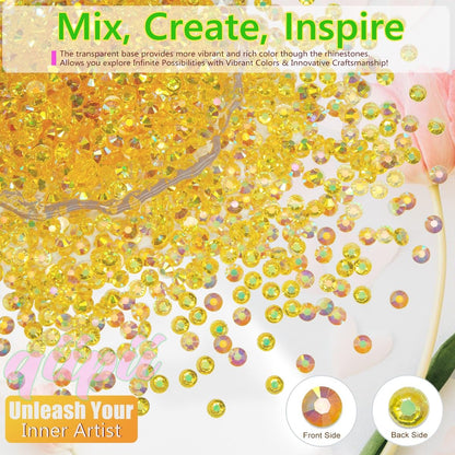 Transparent Golden Yellow Resin Flatback Rhinestones for Bedazzling Tumblers Crafting 3mm 4mm 5mm Clear Gold Jelly Stones Gems Diamonds Crsytals Charms for Nails Face Eyes Makeup Crafts Clothes