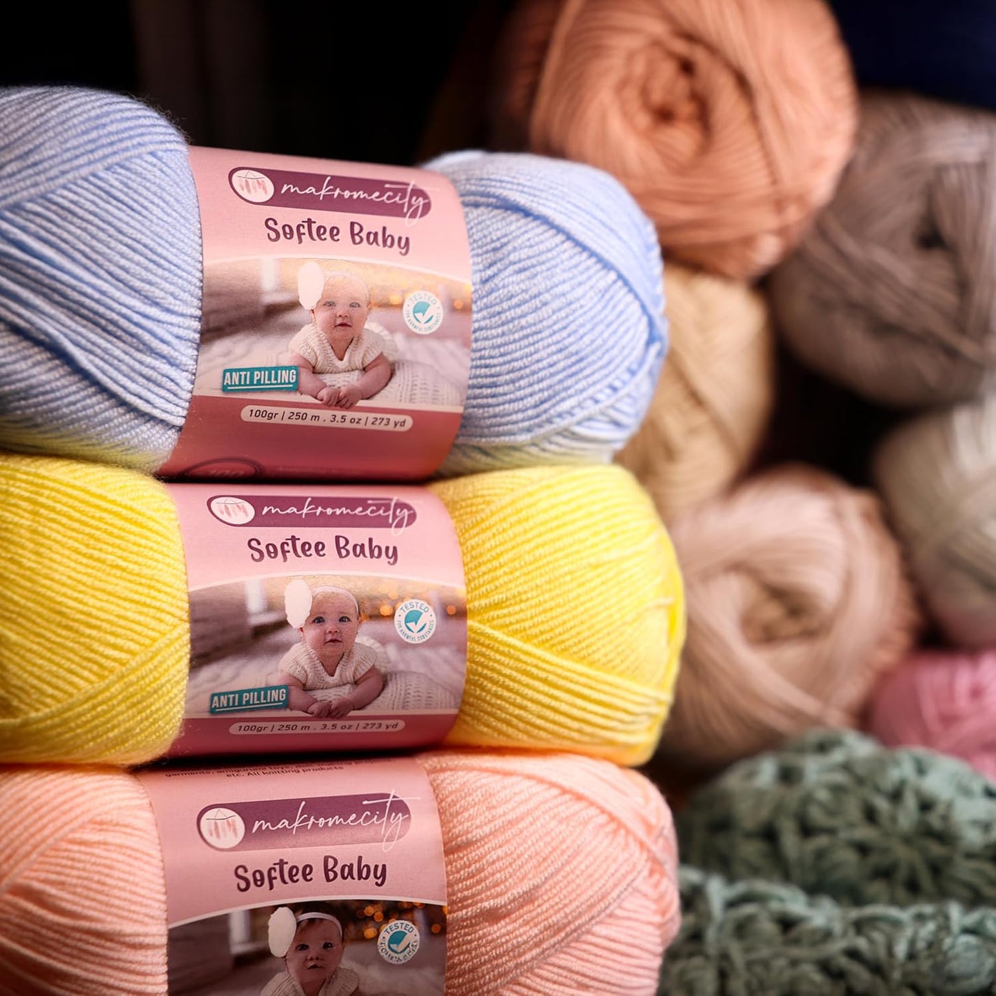 Softee Baby Yarn,%100 Premium Anti-Pilling Acrylic, 3.5 Oz, 273 yd (100gr/250 mt), Light Yellow Soft Yarn for Crocheting and Knitting (Light Yellow, 1 Skein)