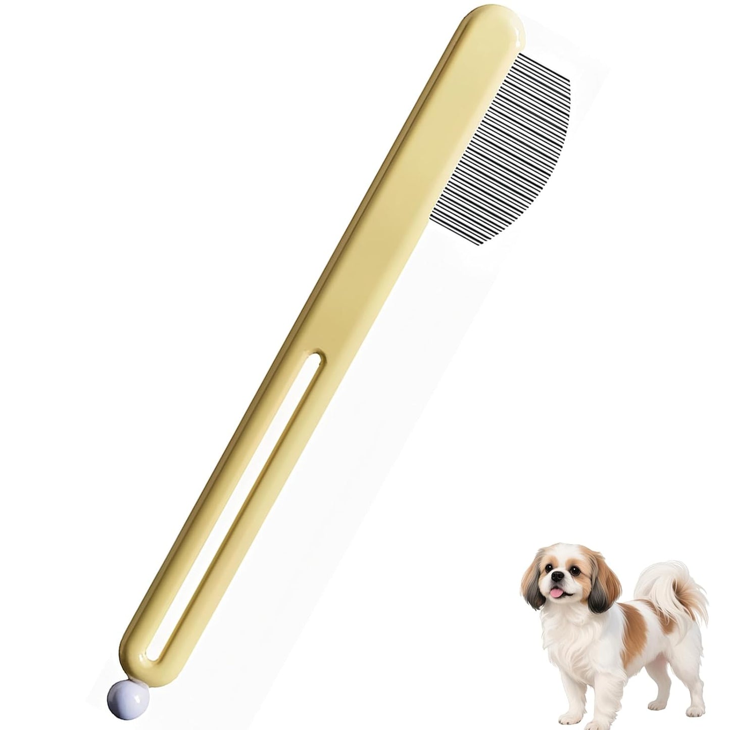 Precision Tear Stain Comb for Small Dogs Cats Face Eye Gunk Removal Tool ，Fit Yorkie, Shih Tzu, Maltese, Maltipoo, Pomeranian, Puppy Starter Kit, Pet Supplies (Yellow)