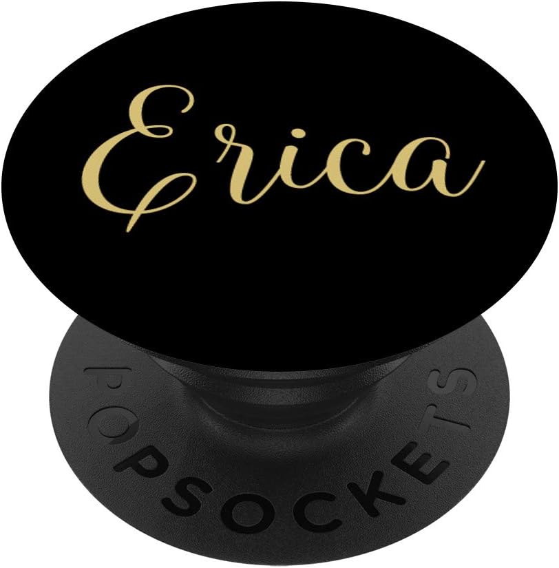Erica Personalized Yellow and Black Custom First Name PopSockets PopGrip: Swappable Grip for Phones & Tablets