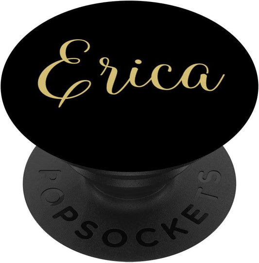 Erica Personalized Yellow and Black Custom First Name PopSockets PopGrip: Swappable Grip for Phones & Tablets