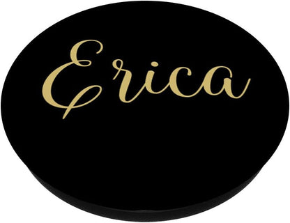Erica Personalized Yellow and Black Custom First Name PopSockets PopGrip: Swappable Grip for Phones & Tablets