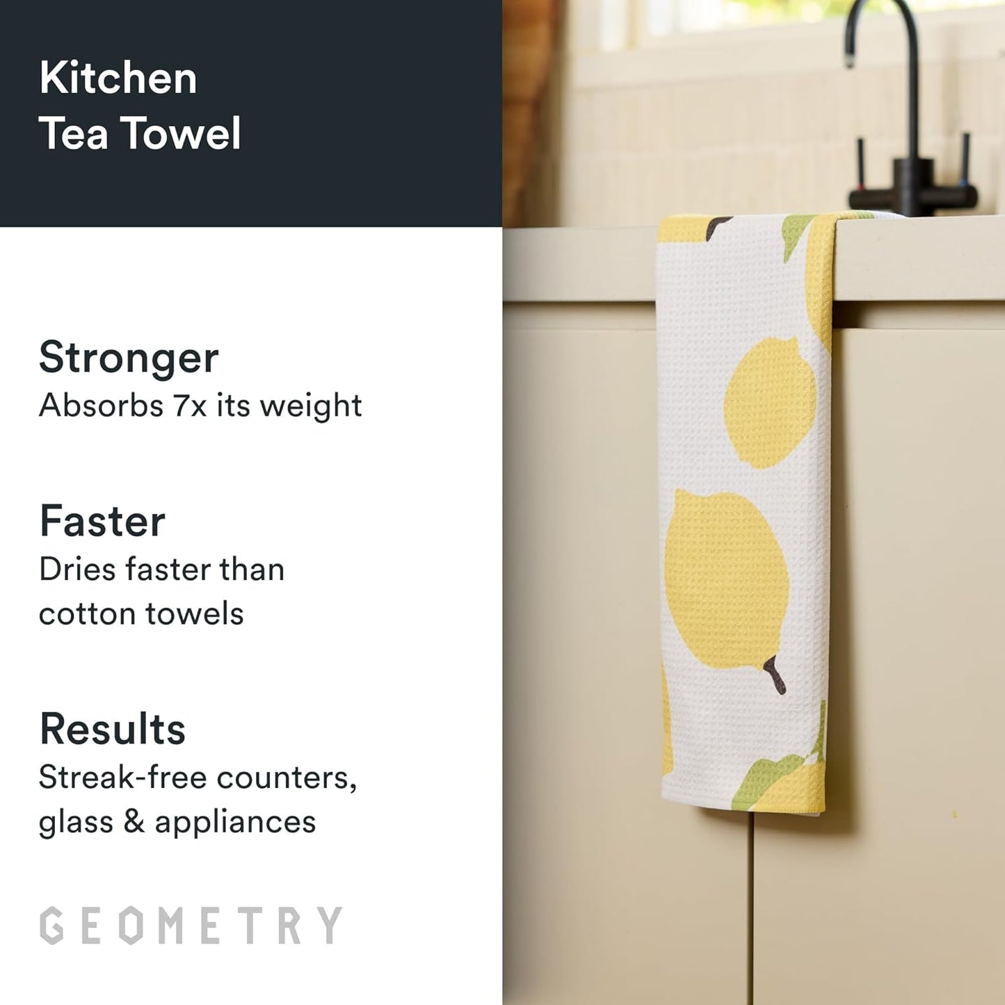 Kitchen Tea Towels - Quick Dry Microfiber Dish Towels for Kitchen Sunny Lemons, 18" x 30" 1 Pack