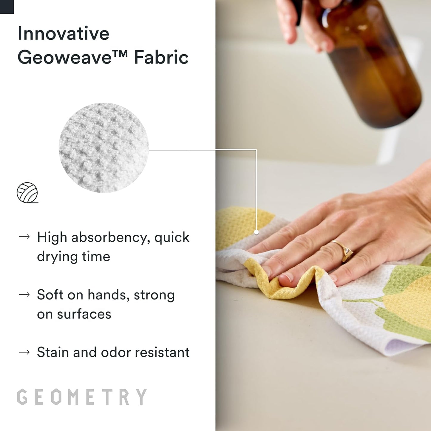 Kitchen Tea Towels - Quick Dry Microfiber Dish Towels for Kitchen Sunny Lemons, 18" x 30" 1 Pack