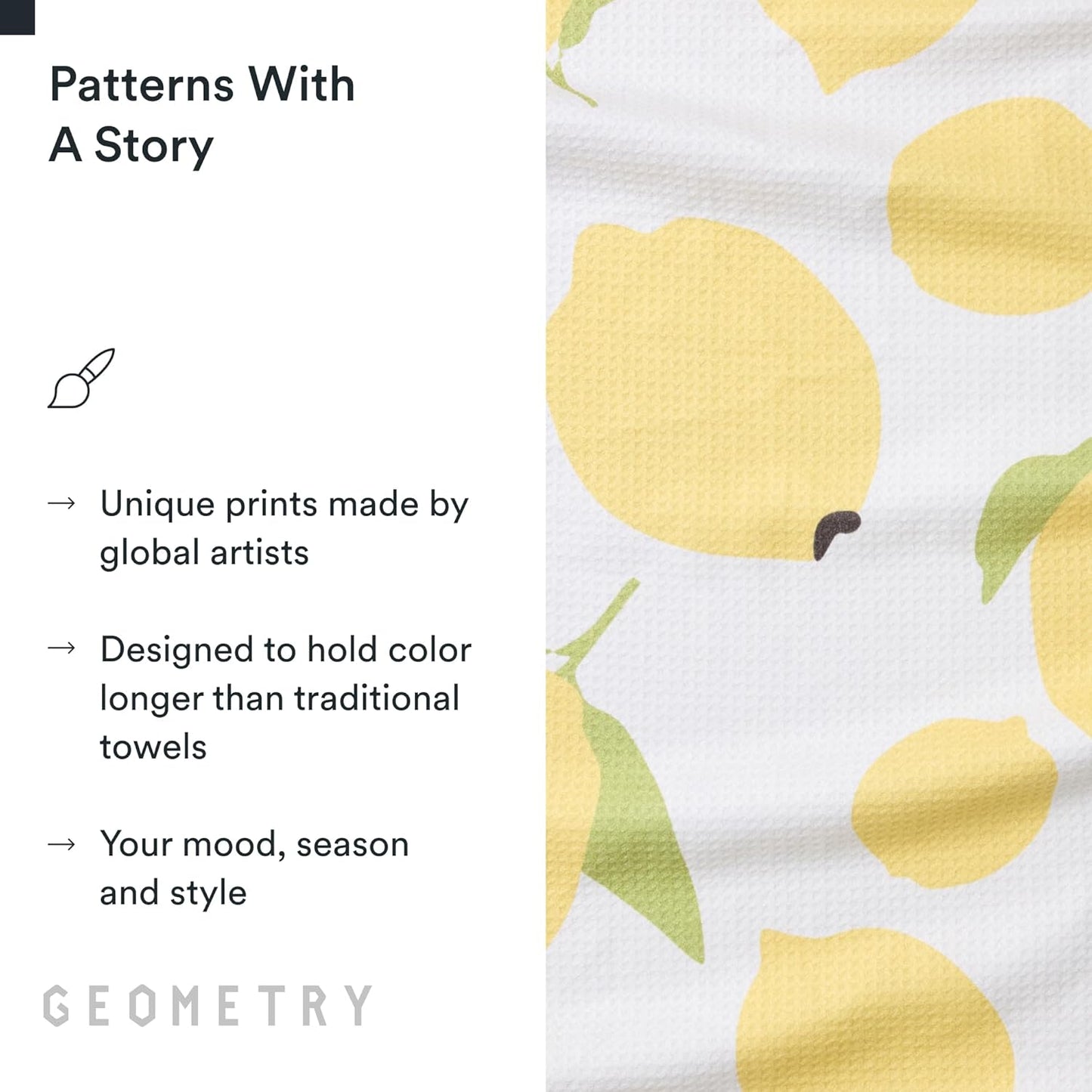 Kitchen Tea Towels - Quick Dry Microfiber Dish Towels for Kitchen Sunny Lemons, 18" x 30" 1 Pack