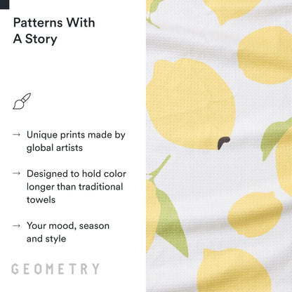Kitchen Tea Towels - Quick Dry Microfiber Dish Towels for Kitchen Sunny Lemons, 18" x 30" 1 Pack