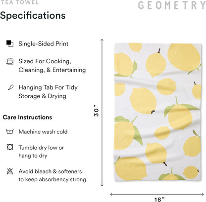 Kitchen Tea Towels - Quick Dry Microfiber Dish Towels for Kitchen Sunny Lemons, 18" x 30" 1 Pack