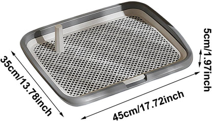 Dog Potty Tray with Guide Pillar, Pet Pee Pad Holder, Indoor Puppy Training Toilet, Heavy Duty Leak Proof Mesh Tray, Washable Dog Litter Box for Small Medium Dogs (Yellow, Small)