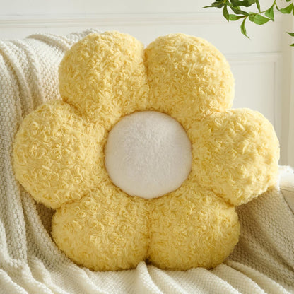 Flower Pillows, Decorative Throw Pillow with Soft Plush for Couch, Flower Shaped Pillow Home Decor Daisy Pillow for Bed (Yellow, 19.6 Inches)