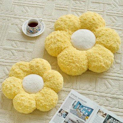 Flower Pillows, Decorative Throw Pillow with Soft Plush for Couch, Flower Shaped Pillow Home Decor Daisy Pillow for Bed (Yellow, 19.6 Inches)