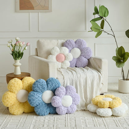 Flower Pillows, Decorative Throw Pillow with Soft Plush for Couch, Flower Shaped Pillow Home Decor Daisy Pillow for Bed (Yellow, 19.6 Inches)