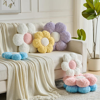 Flower Pillows, Decorative Throw Pillow with Soft Plush for Couch, Flower Shaped Pillow Home Decor Daisy Pillow for Bed (Yellow, 19.6 Inches)