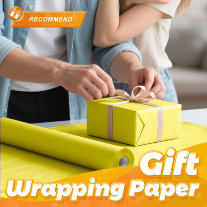 Lemon Yellow Kraft Paper Roll 17.5" x 760" (63') for Gift Wrapping Bouquet Flower Art Painting Craft Writing Packaging Shipping 80GSM 55LB (Lemon Yellow, 17.5" x 63')