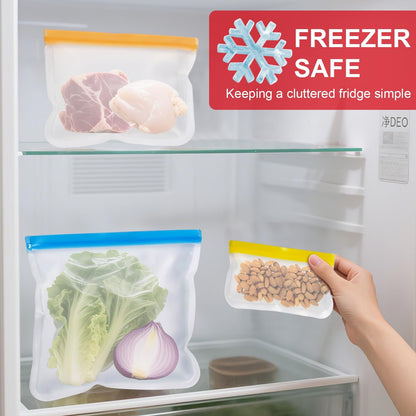 Reusable Food Storage Silicone Bags, Reusable food storage bags, Leakproof Freezer, BPA Free, 1 Yellow Snack Bags, for Home Kitchen, Marinate Food Travel, Fridge Organization