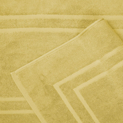 Feather & Stitch 2 Piece Towel Like Bath Mats (30x21 Inch) 100% Cotton Terry Bath Mats, Bathroom Shower Floor Mats [NOT A Bathroom Rug], Soft Absorbent Washable Mats - Yellow
