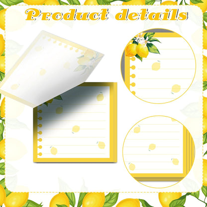 12 Pads Lemon Sticky Notes Set 240 Sheets Yellow Lemon Slice Themed Self Adhesive Memo Pads Fresh Fruit Design Sticky Notepads for Coworkers Gift Office Meeting Note Taking School Classroom, 3x3 Inch
