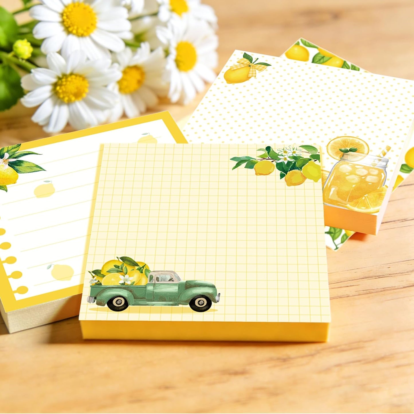 12 Pads Lemon Sticky Notes Set 240 Sheets Yellow Lemon Slice Themed Self Adhesive Memo Pads Fresh Fruit Design Sticky Notepads for Coworkers Gift Office Meeting Note Taking School Classroom, 3x3 Inch