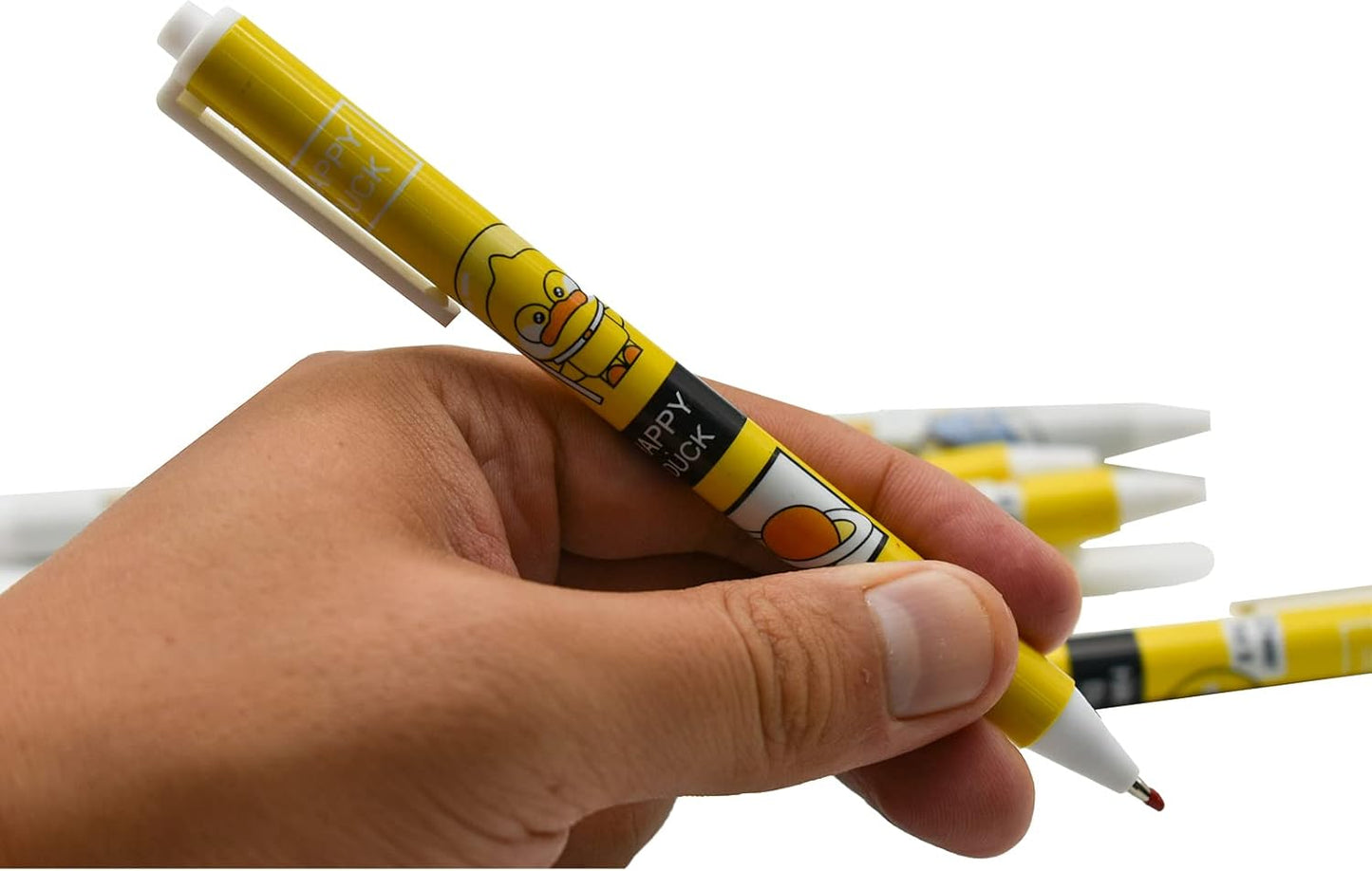 42PCS Little Yellow Duck Pens Happy Lovely Duck Retractable Gel Pens Novelty Animal Rollerball Pen Black Ink For School Supplies Office Party Birthday