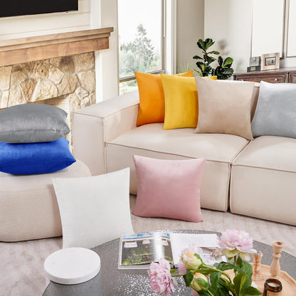 Throw Pillow Covers Set of 2, Soft Velvet Decorative Cushion Covers with Hidden Zipper for Couch Sofa Living Room Bedroom, 26x26 Inch, Gold Yellow