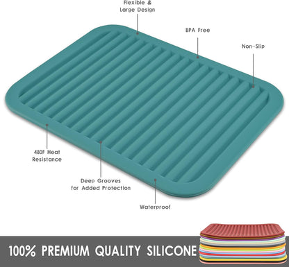 Yellow Silicone Trivet Mat for Hot Pans and PotsS Hot Pads Counter Mat Heat Resistant Table Dish Drying Mat or Placemats 2 Pack, Rectangular Trivets Mats 9x12 Inches