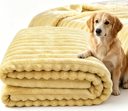 Emotional Support Dog Blanket Yellow, Calming Security Pet Blanket for Anxiety Relief, Ultra Soft Faux Rabbit Fur Plush Throw, Warm Washable Comfort Blanket for Sofa, Crate, Kennel Use (28 * 39 in)