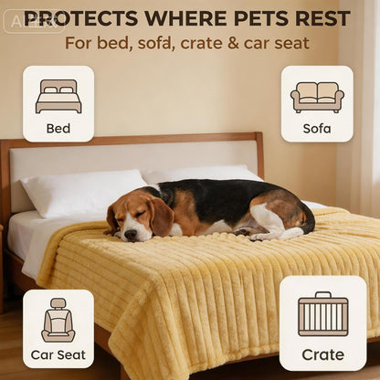 Emotional Support Dog Blanket Yellow, Calming Security Pet Blanket for Anxiety Relief, Ultra Soft Faux Rabbit Fur Plush Throw, Warm Washable Comfort Blanket for Sofa, Crate, Kennel Use (28 * 39 in)