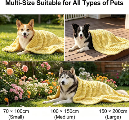 Emotional Support Dog Blanket Yellow, Calming Security Pet Blanket for Anxiety Relief, Ultra Soft Faux Rabbit Fur Plush Throw, Warm Washable Comfort Blanket for Sofa, Crate, Kennel Use (28 * 39 in)