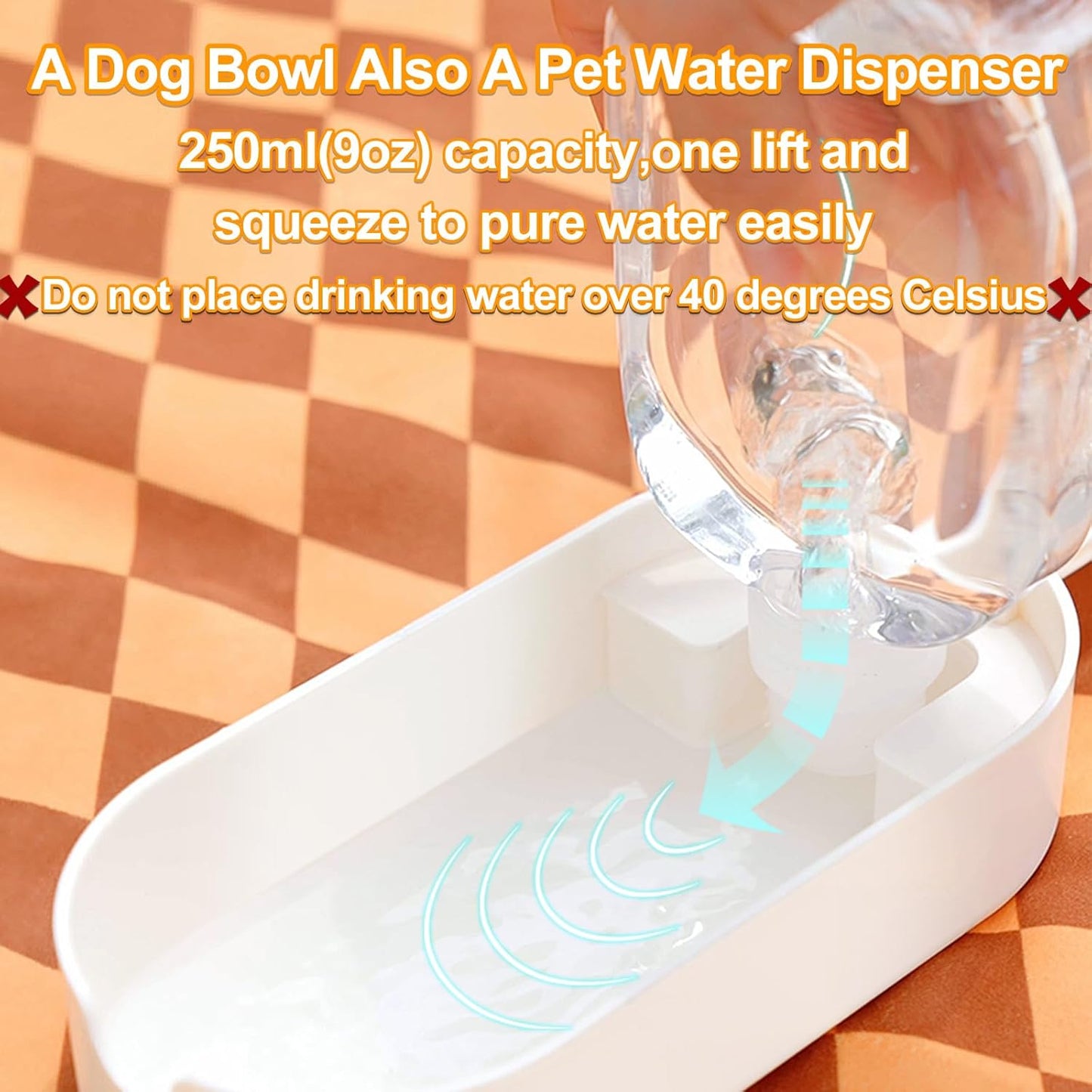 2-in-1 Dog Bowl & Water Bottle, Large Food Container for Dog Treats, Steak, Sticks, Bars - Portable Pet Dispenser for Hiking, Travel (Yellow)